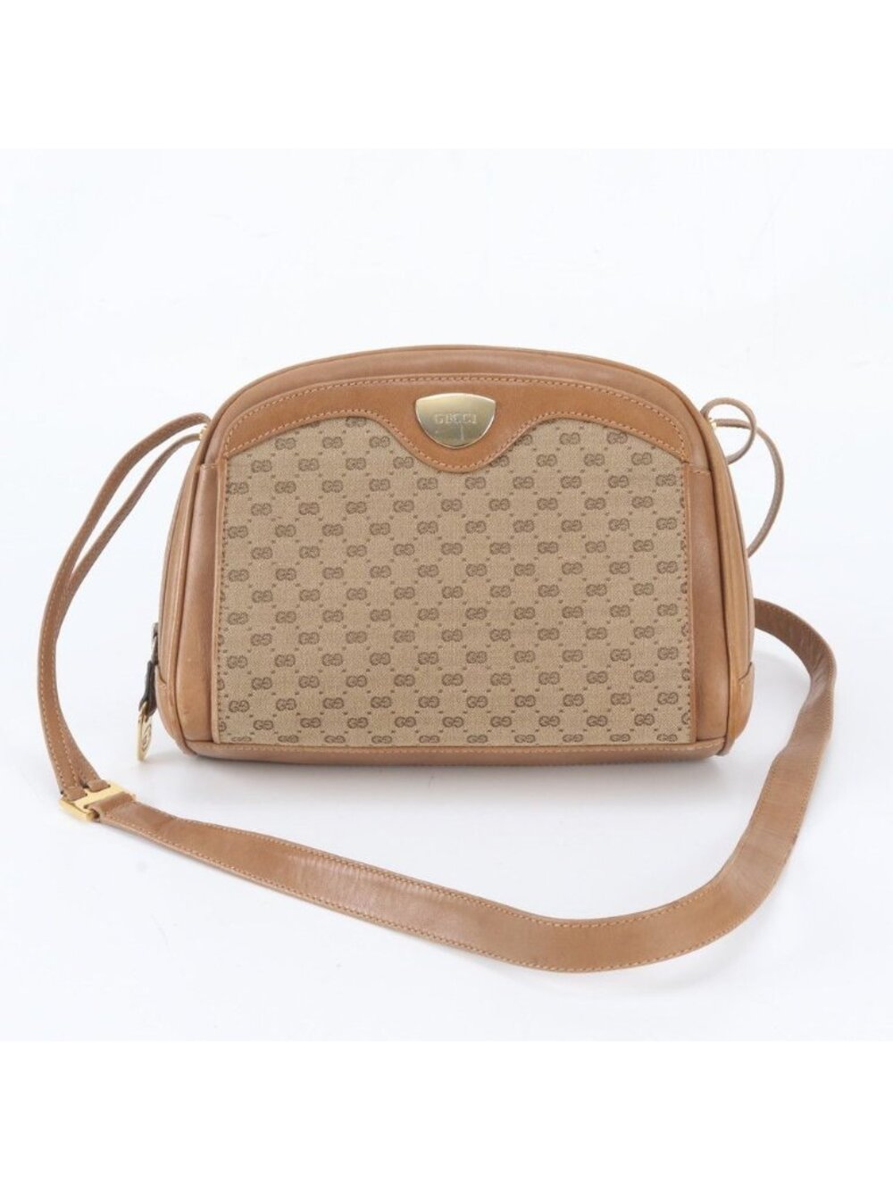 Gucci Vintage Micro GG Leather Canvas Shoulder Bag
